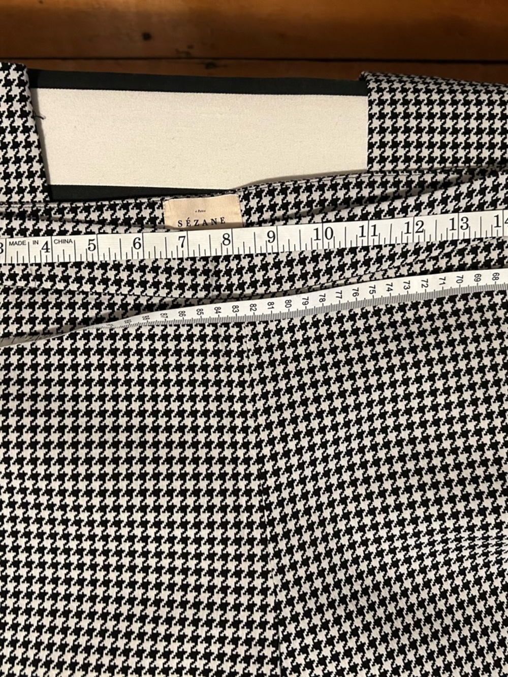 Sezane Clara High-Rise Gingham Slim Crop Pants - Black & White - Picture 3 of 5
